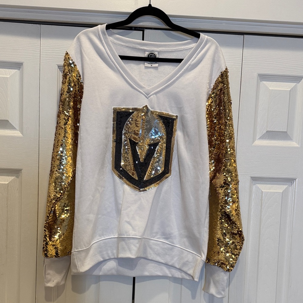 NHL White and Gold Sequin Sweater
